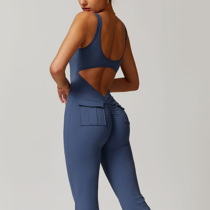 Ribbed V-Waist Jumpsuit