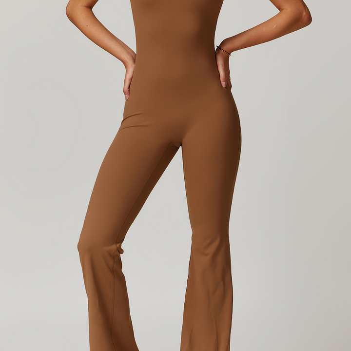 Ribbed V-Waist Jumpsuit