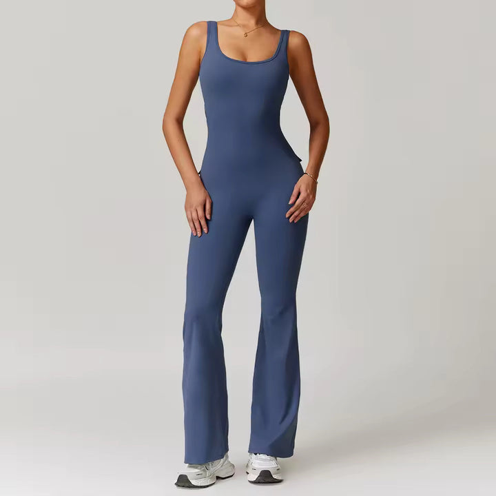 Ribbed V-Waist Jumpsuit