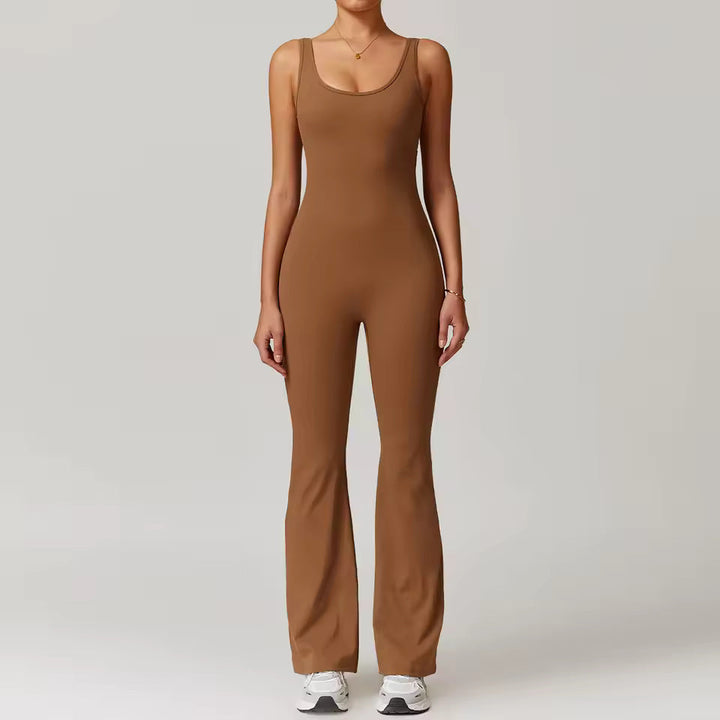Ribbed V-Waist Jumpsuit