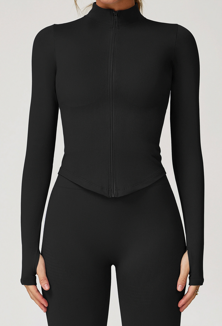 Sleek Zip-Up Long Sleeve Jacket